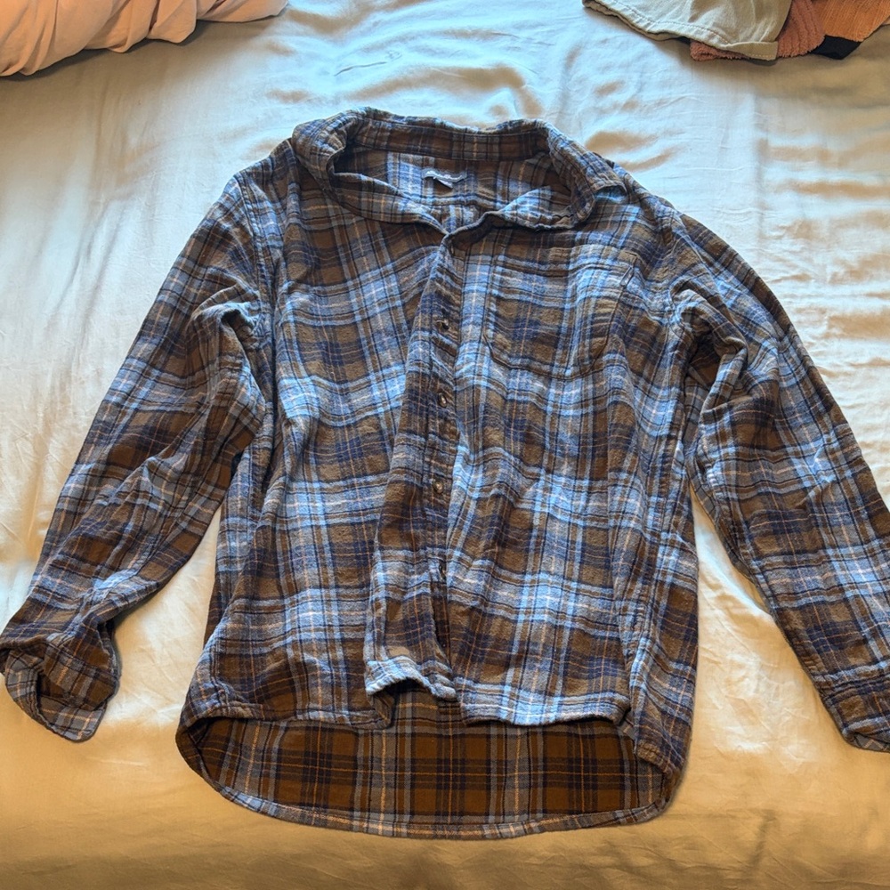 Men's Plaid Shirt - Blue and Brown